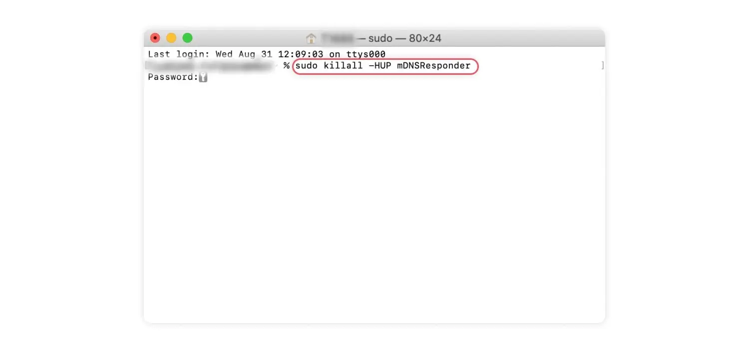 Type sudo killall -HUP mDNSResponder