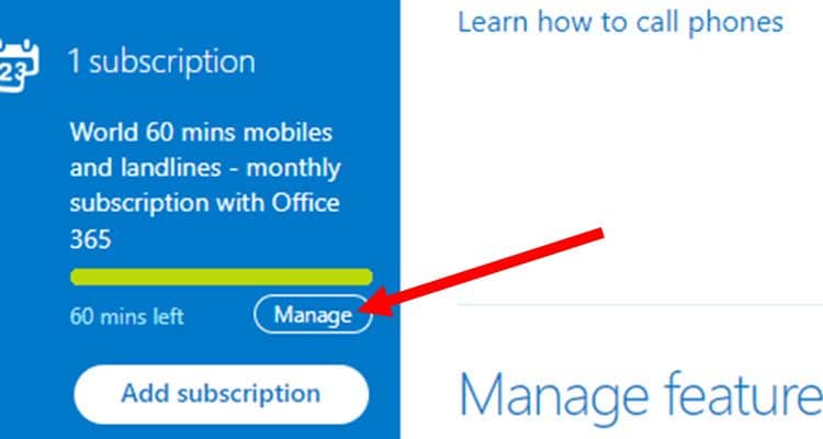 Select manage subscription for more options