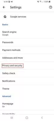 Chrome Android privacy and security