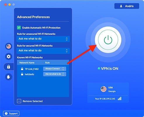 Enable Automatic Wi-Fi Protection
