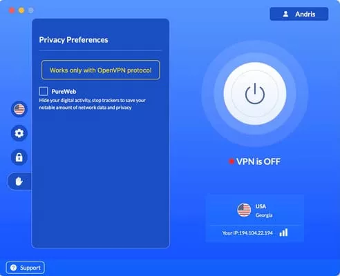 VeePN privacy preferences