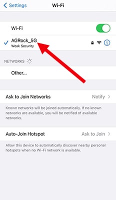 Tap the network you want to modify