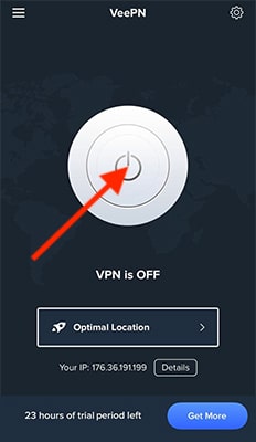 Click the button to turn the VPN on