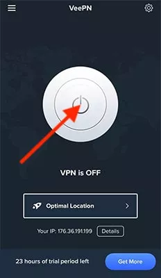 VPN'i açmak için düğmeye tıklayın