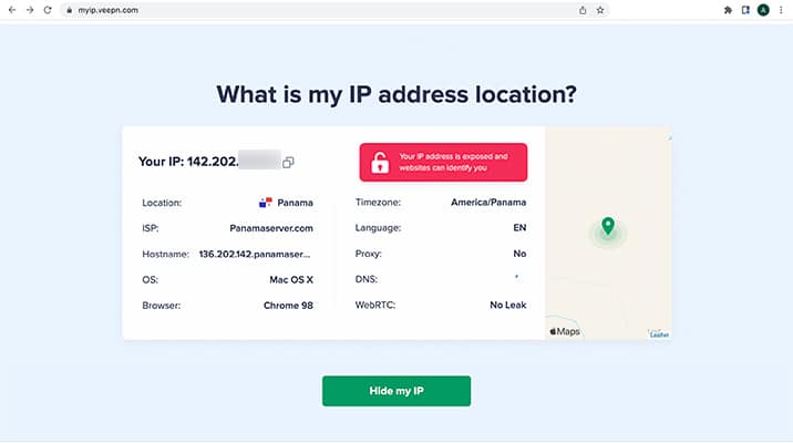 Here's your IP unaltered by a VPN