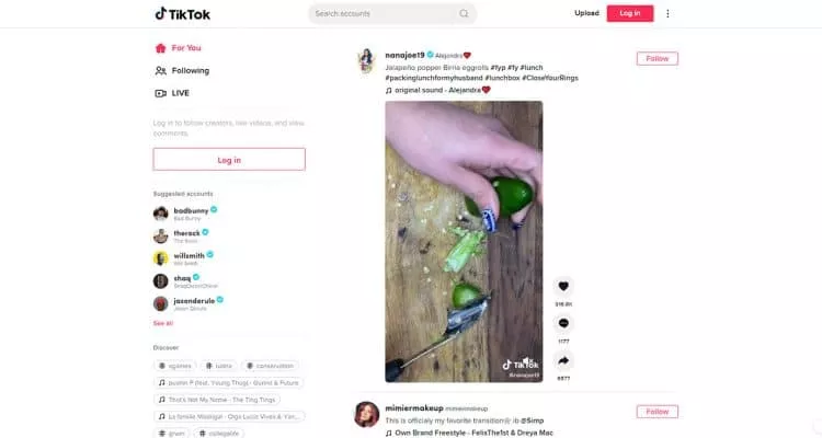 The main TikTok site can be accessed with any browser