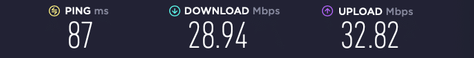 Screenshot of the site Speedtest.net showing our online speed with VeePN