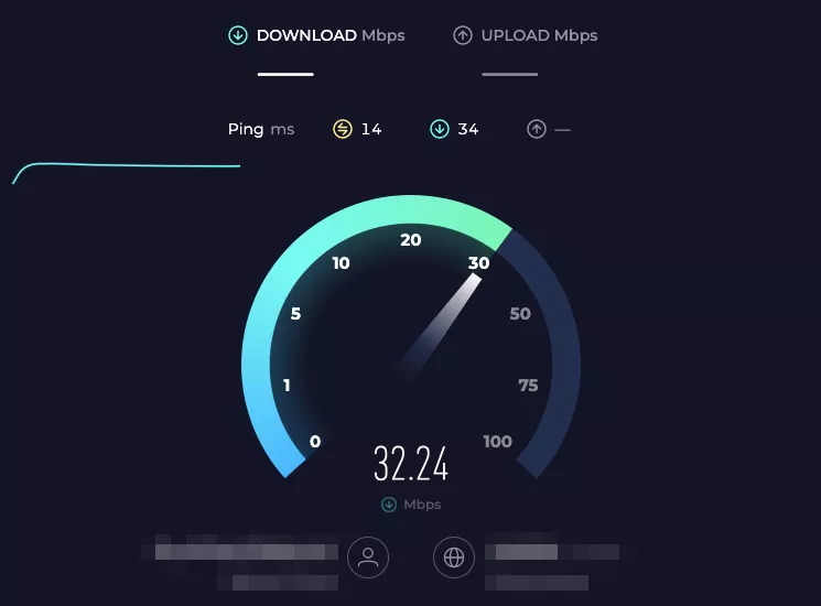 An example of an Internet speed test