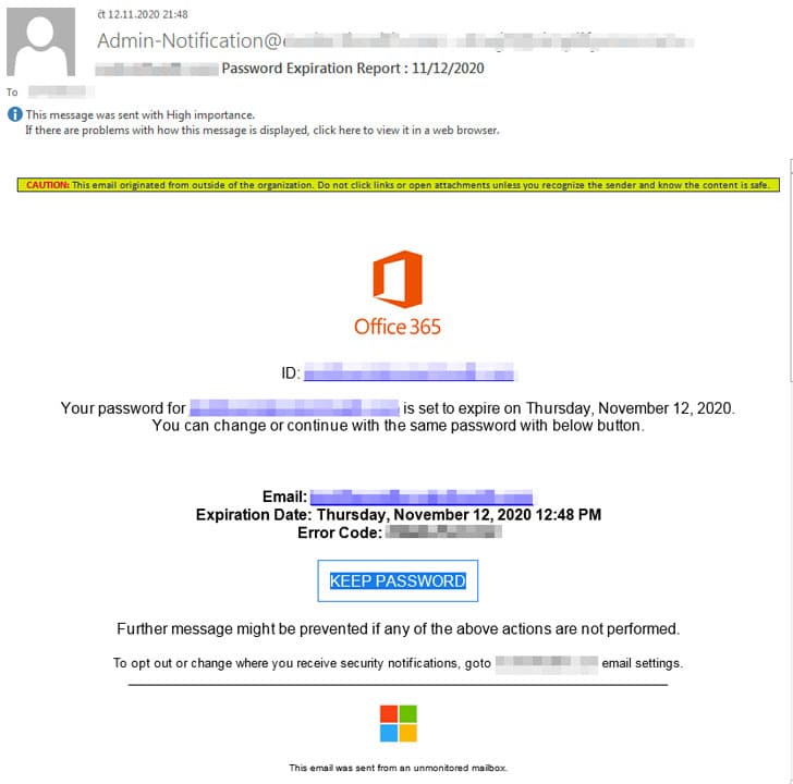 An example of a phishing attack