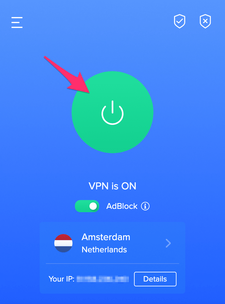 Turn on VPN to get a secure IP address