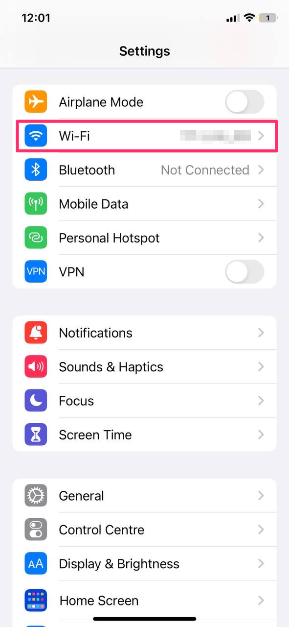 Open Settings and select Wi-Fi