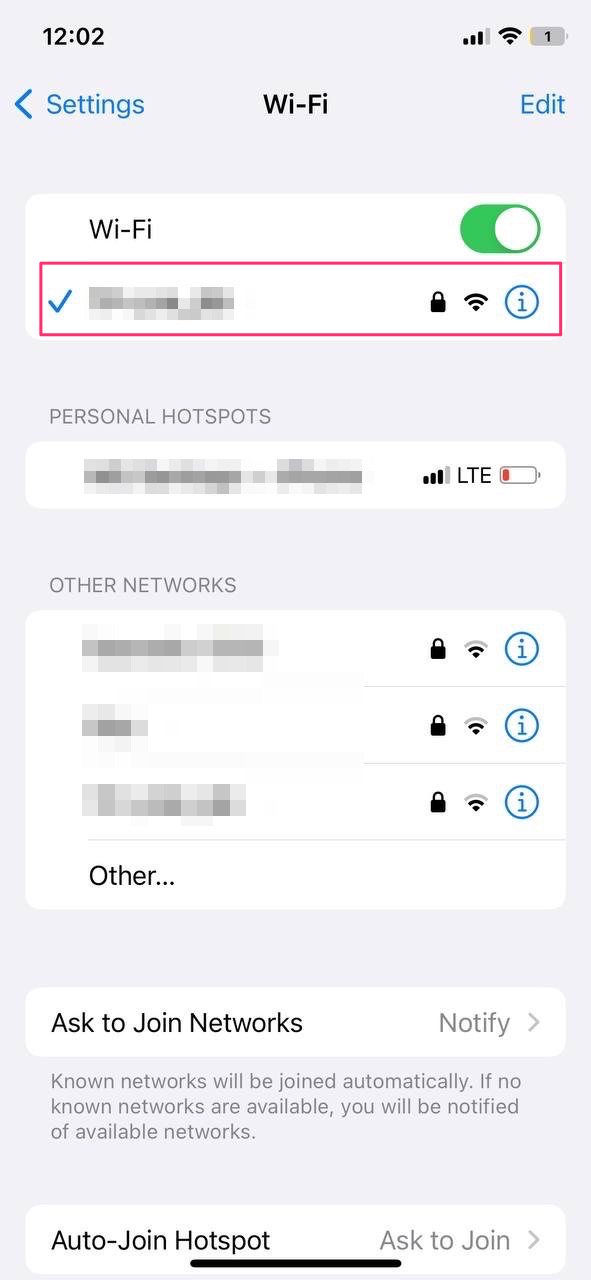 Tap your network’s name