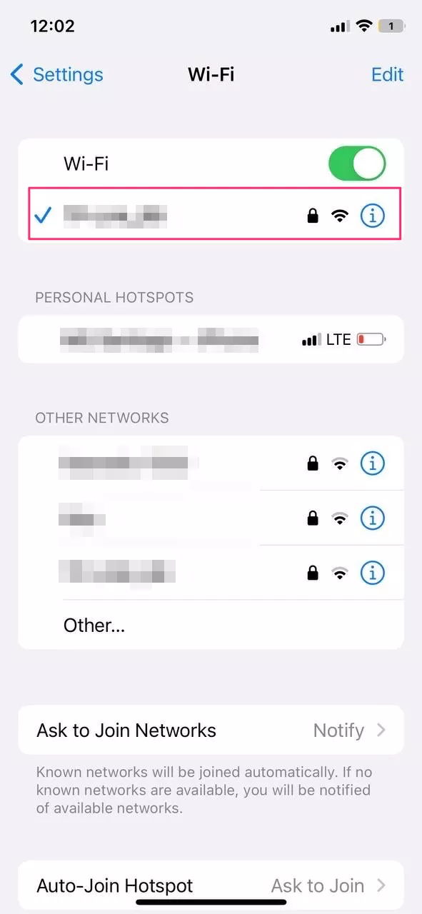 Tap your network’s name