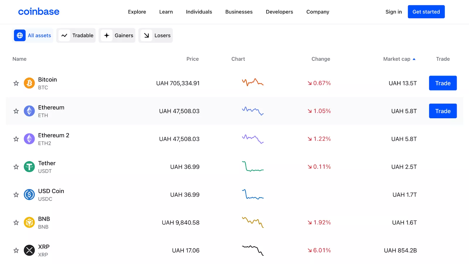 Coinbase crypto exchange platform