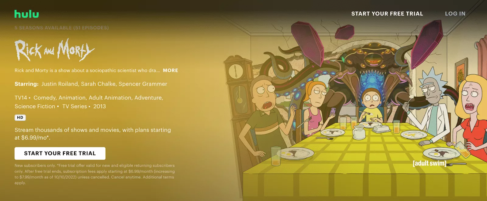 A série Rick and Morty está disponível no Hulu