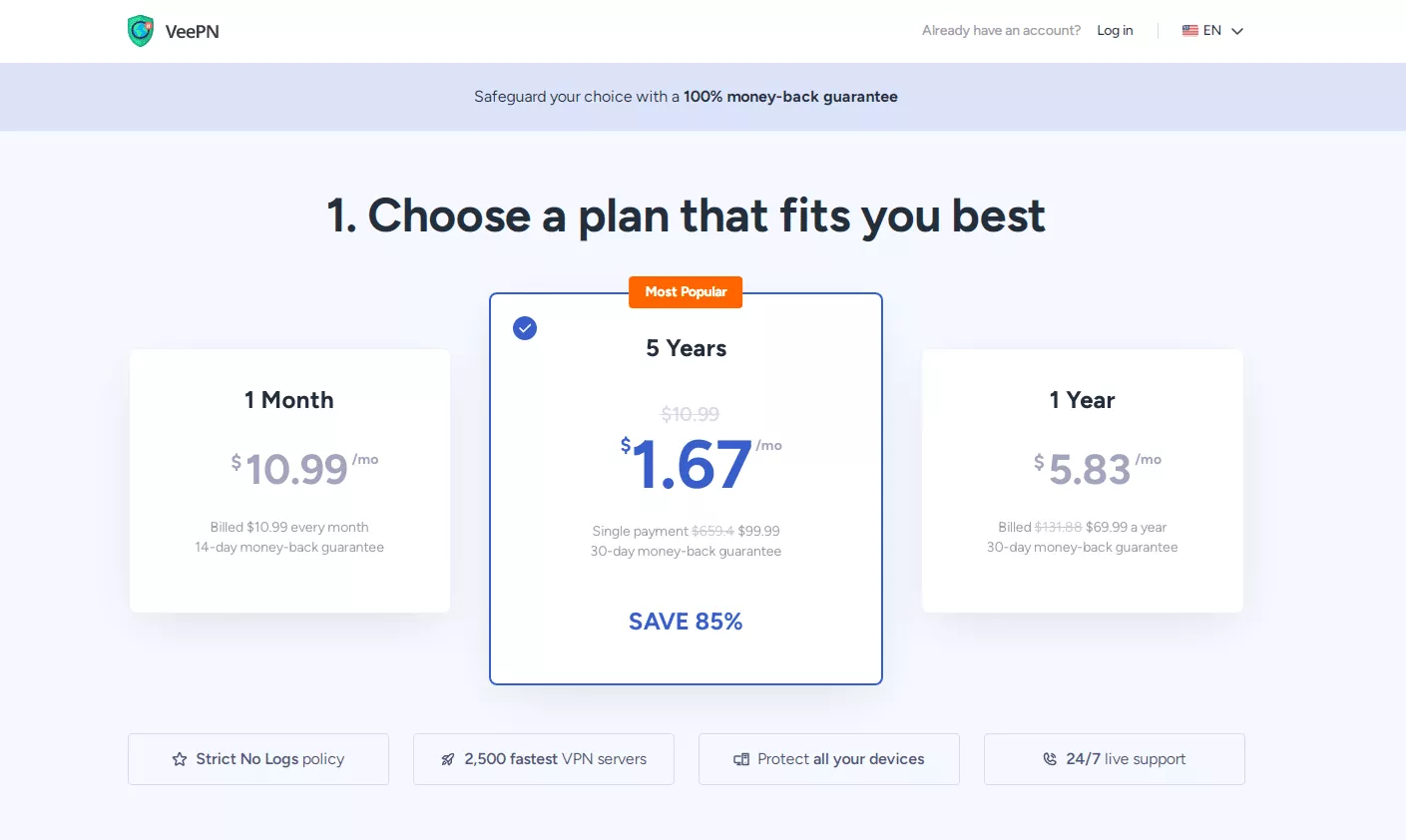 VeePN Pricing