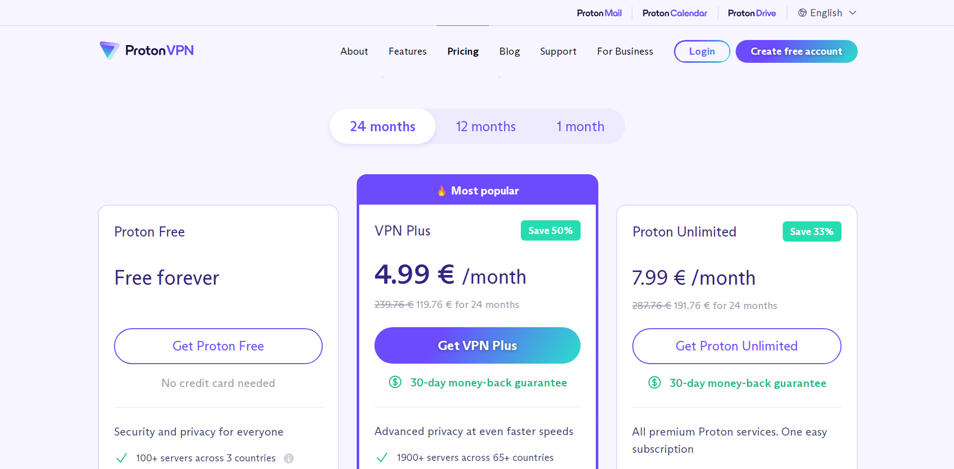 ProtonVPN pricing