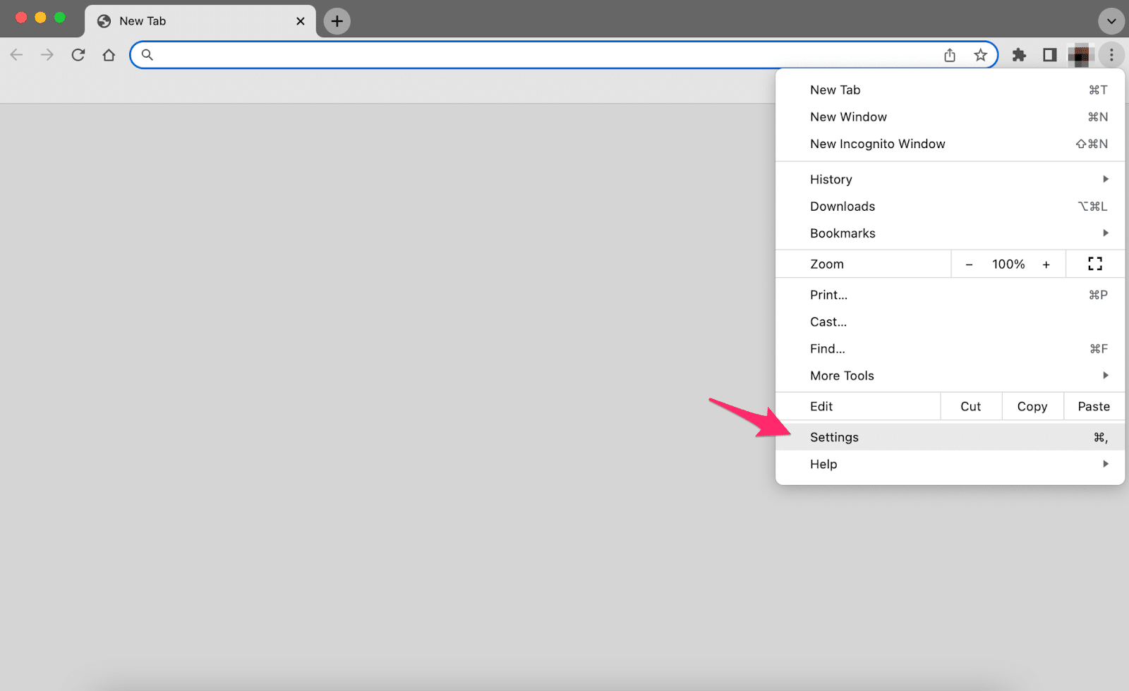 Open Google Chrome settings
