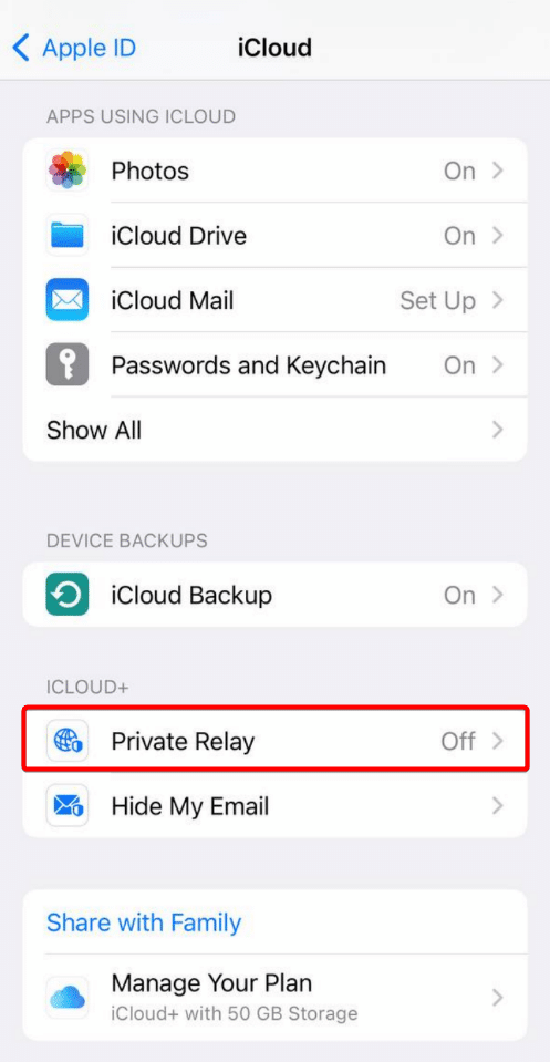 How to turn on iCloud Private Relay on an iPhone
