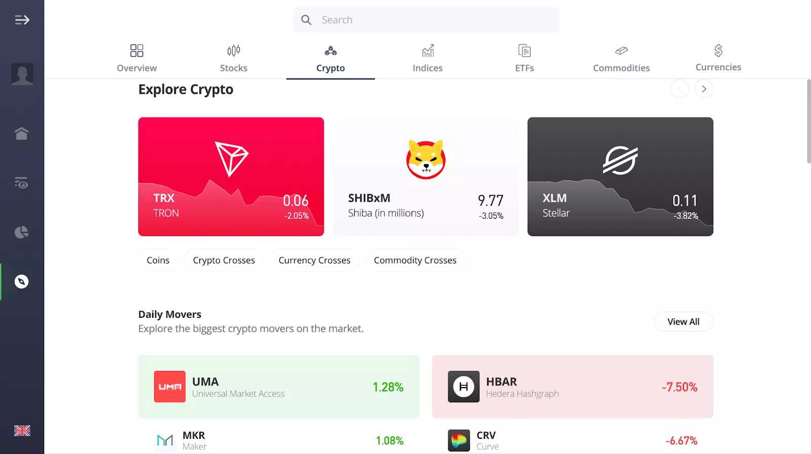 eToro crypto exchange platform