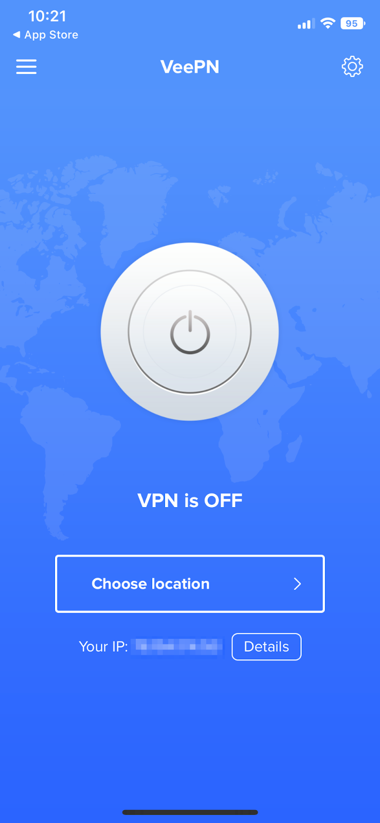 Open the VeePN app on your device