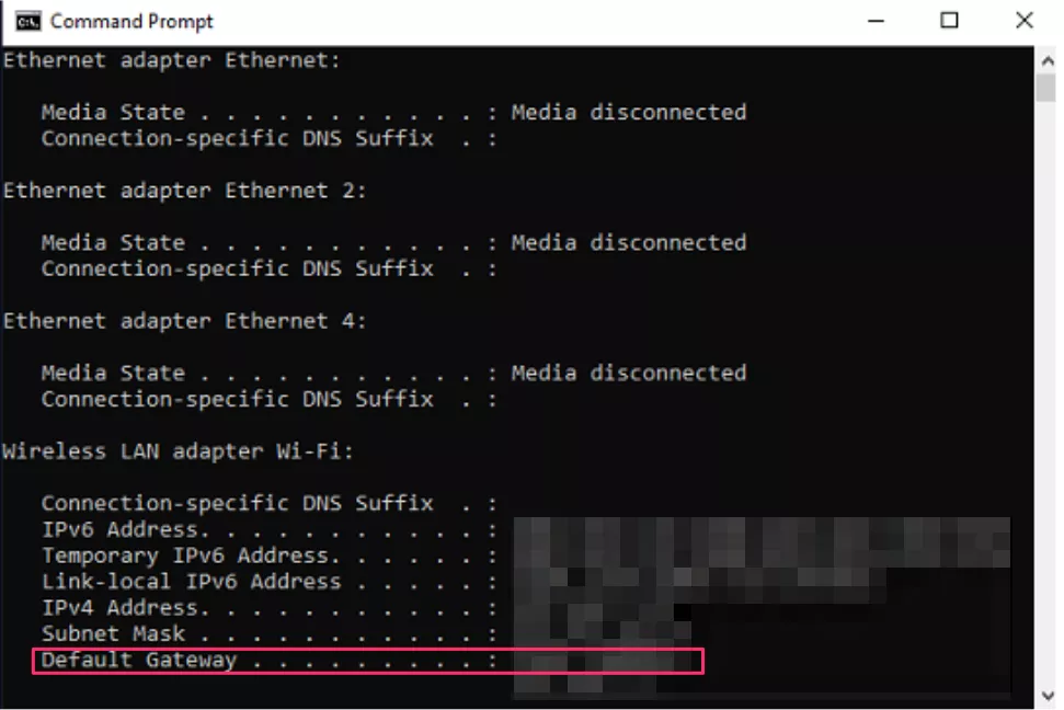 Your router’s IP address will be next to the Default Gateway section