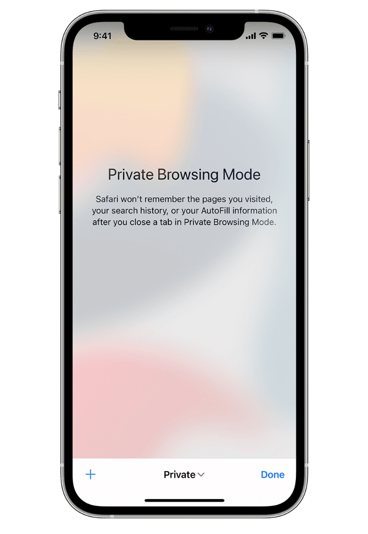 The private browsing mode in Safari for iOS mobile devices