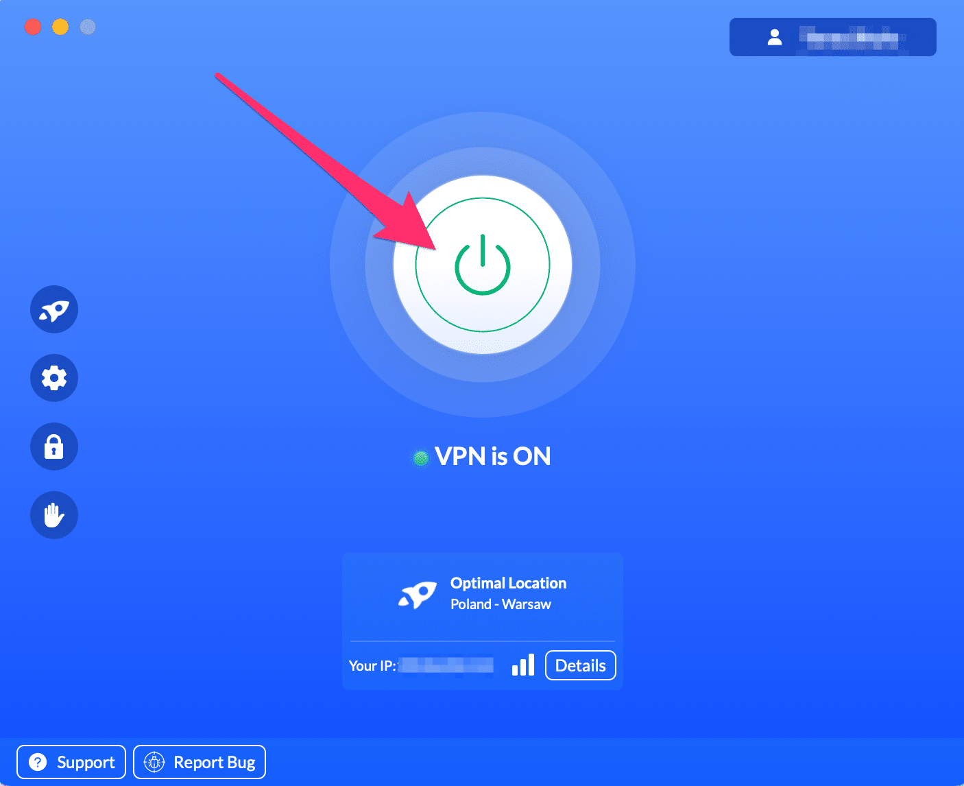 Turn on VPN in your VeePN app