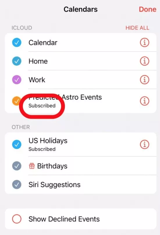 Check your calendar subscriptions