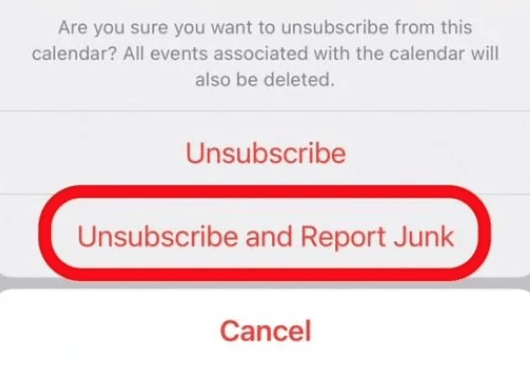 Select the Unsubscribe and Report Junk option