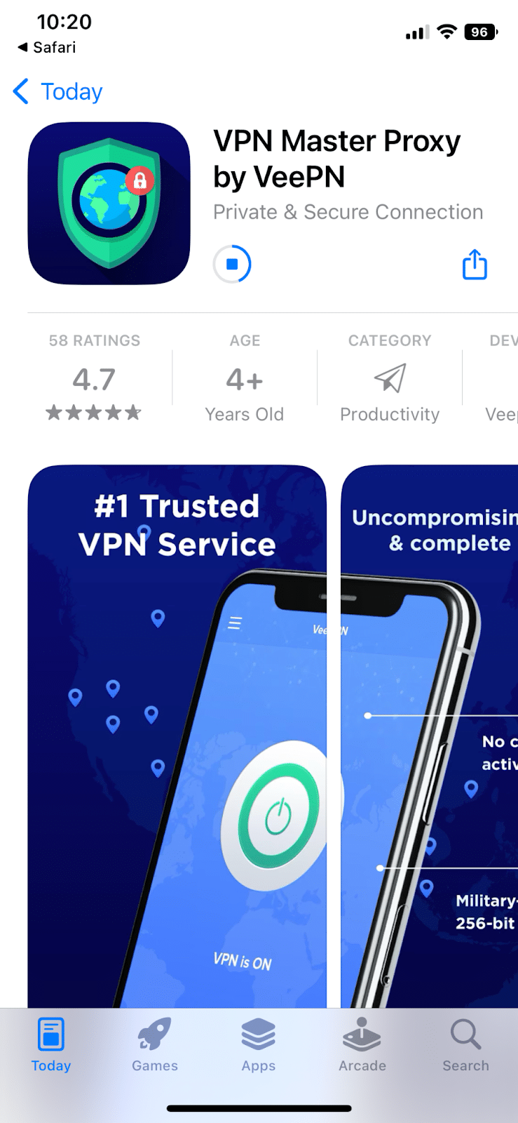 Install VeePN from the App Store