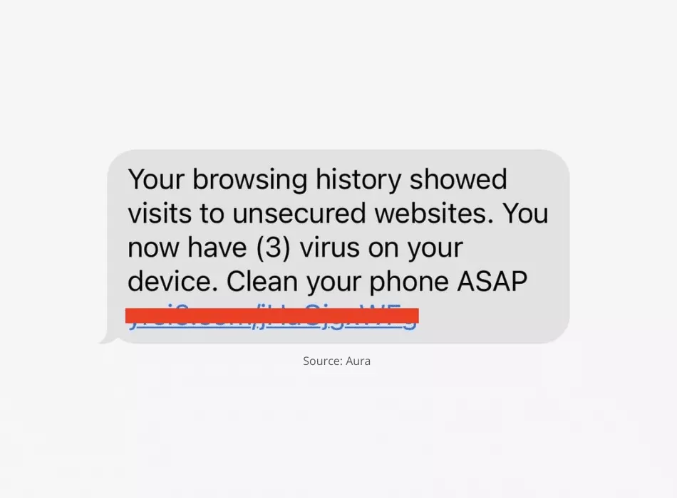 Phishing message example 