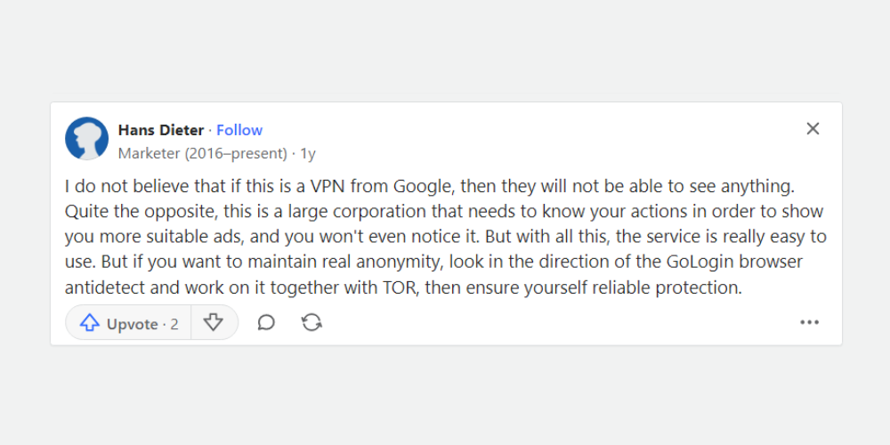 Google One VPN security