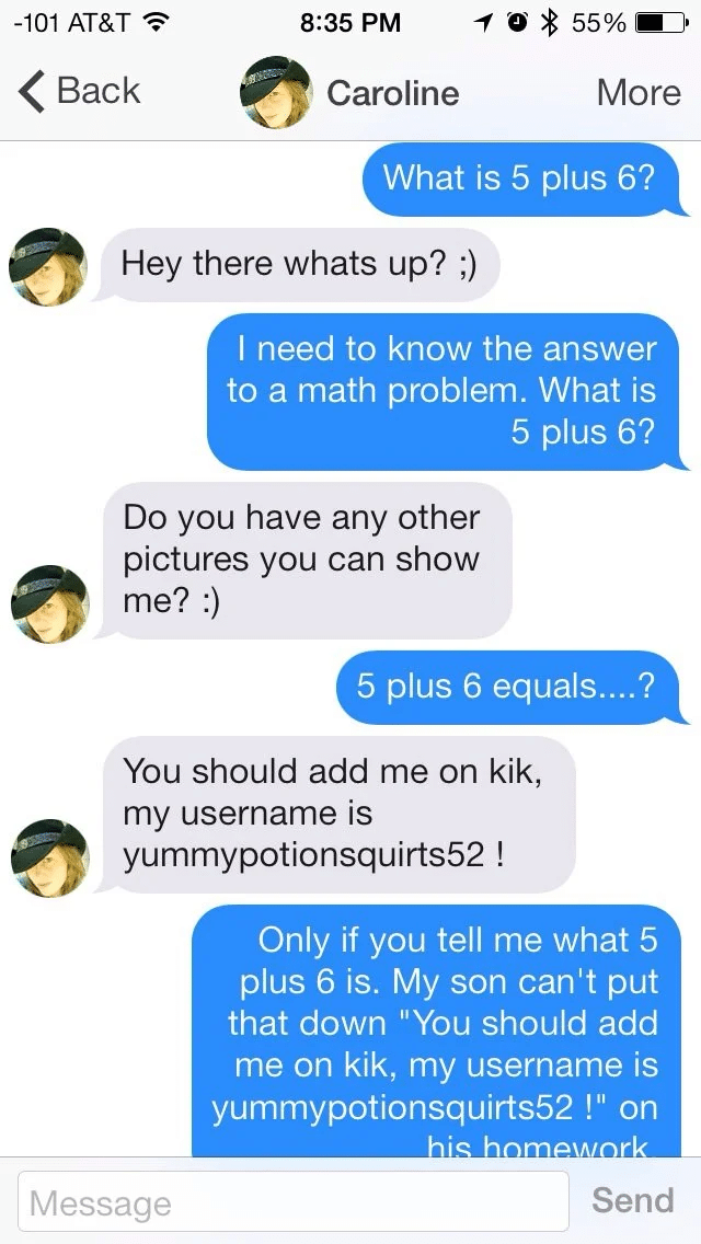 An example of messages sent by a Tinder bot
