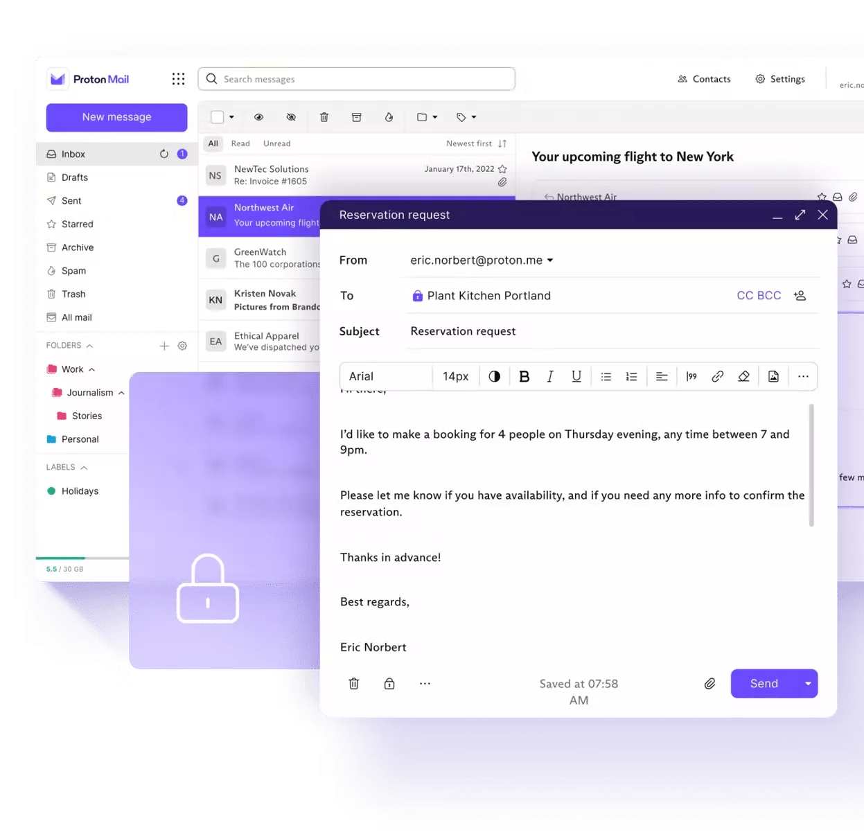 Protonmail interface