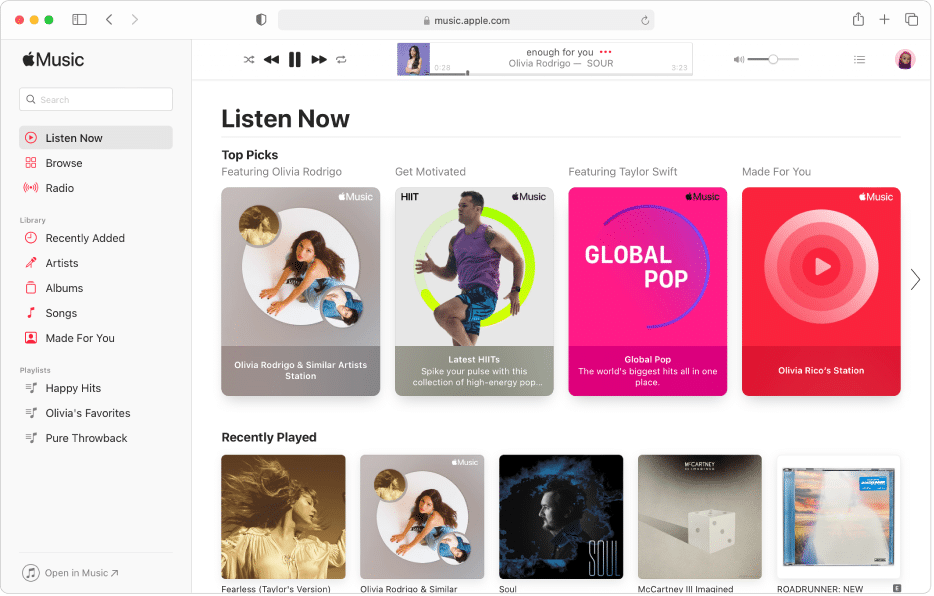 Apple Music interface