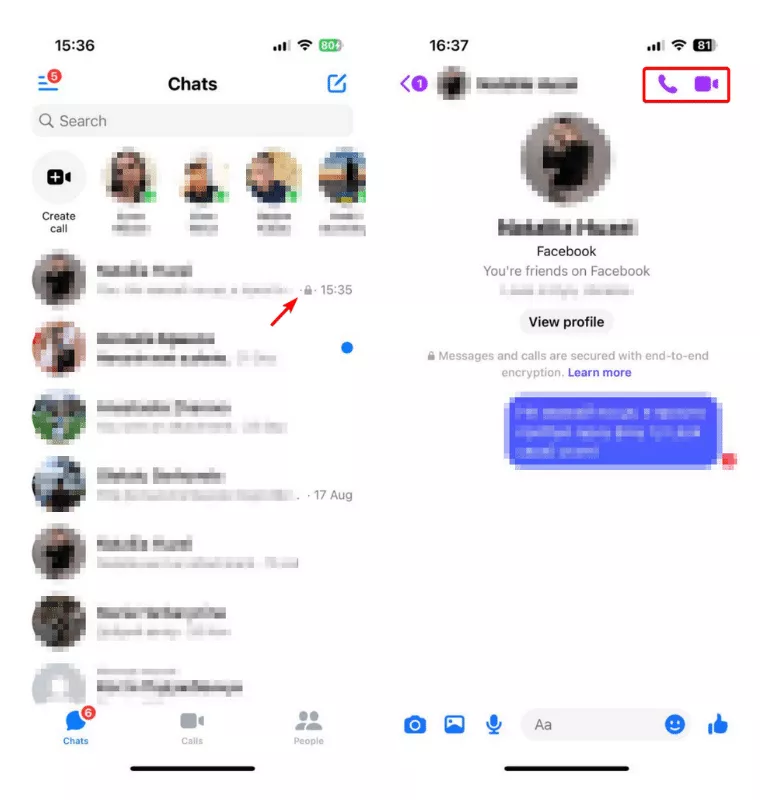 كيفية بدء مكالمة فيديو أو مكالمة صوتية سرية على Messenger  