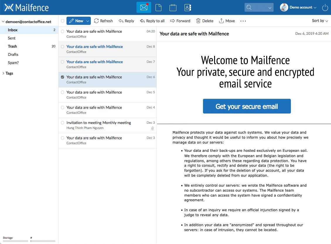 Gmail alternatives Mailfence