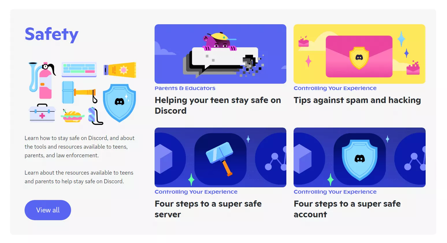 Discord's safety center 