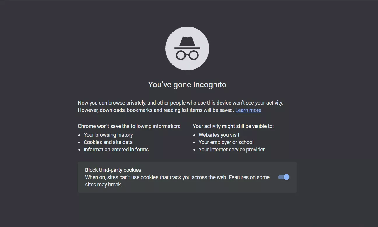 Incognito mode on Chrome