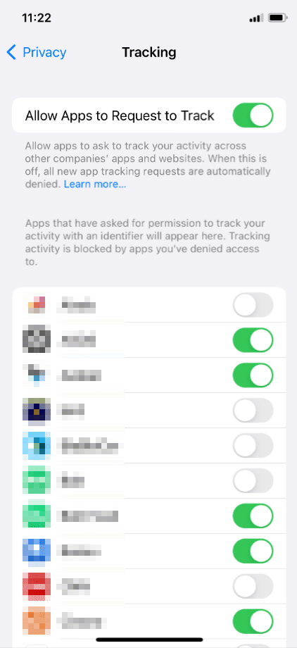 how to disable cross-website tracking on an iPhone