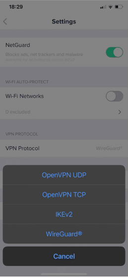 Multiple VeePN VPN protocols