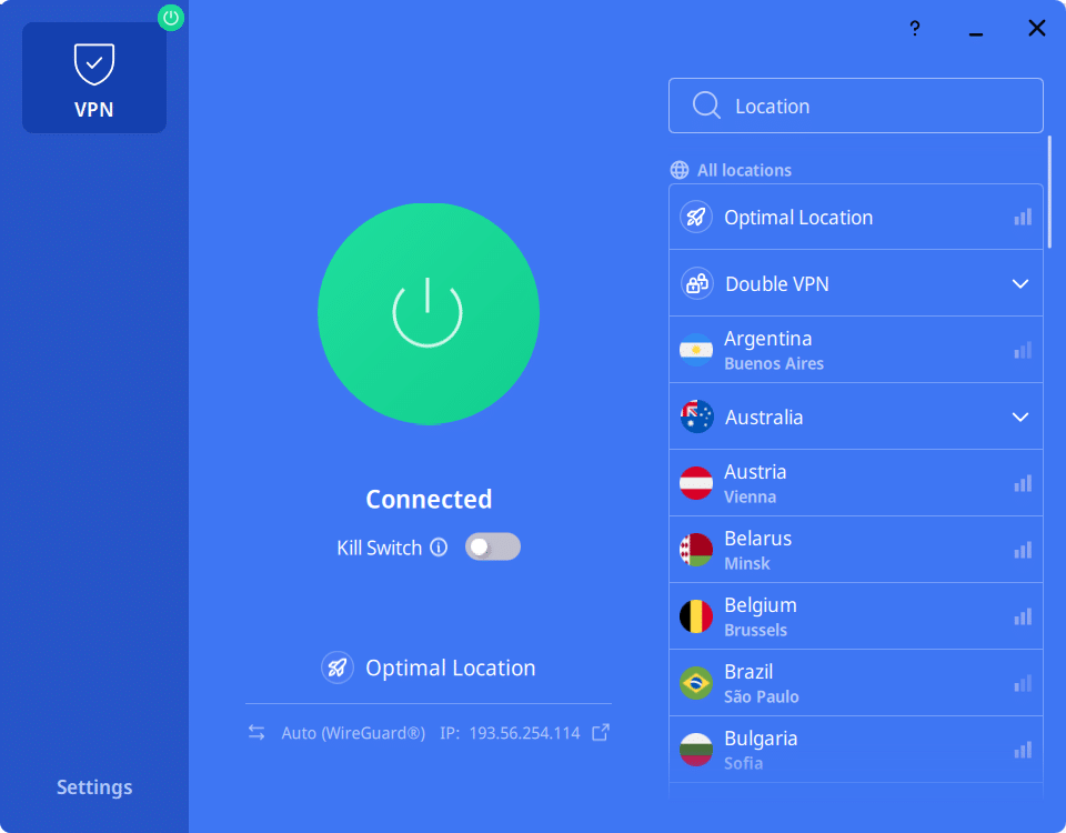 Click Connect on the main screen