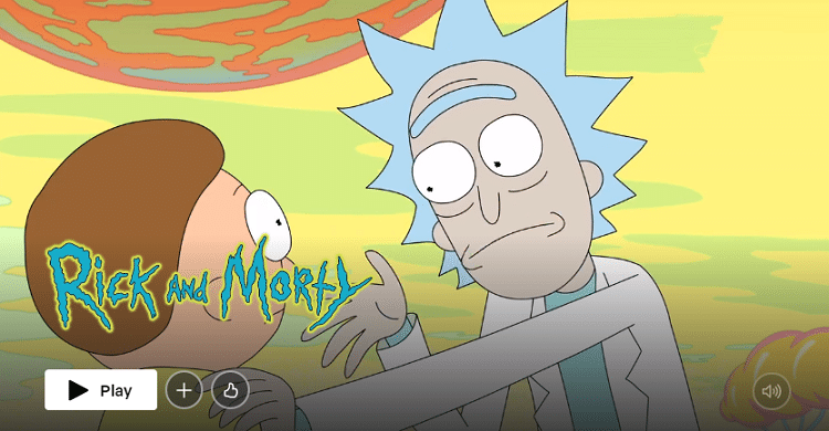 Rick and Morty show on US Netflix