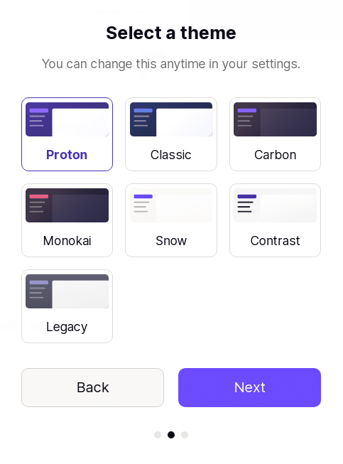 ProtonMail's multiple themes