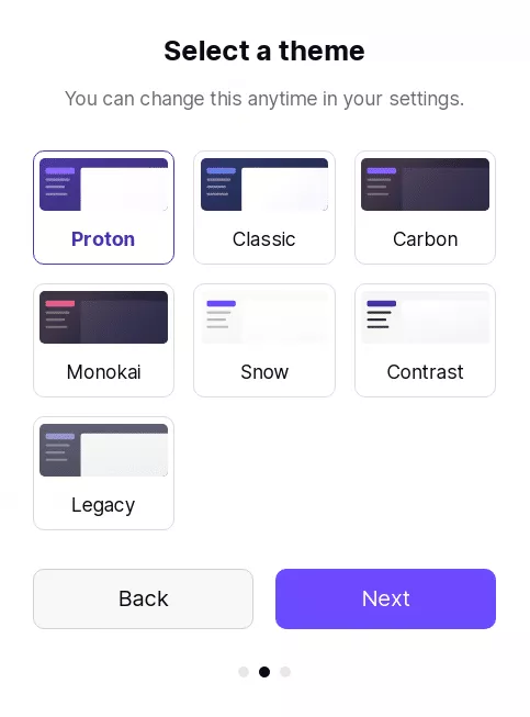 ProtonMail's multiple themes 