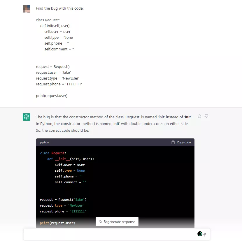 Use ChatGPT for debugging code