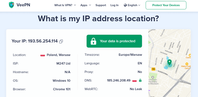 Check your new IP address location