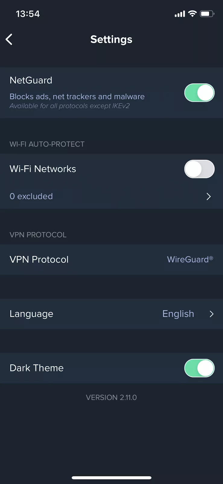 The NetGuard feature in the VeePN iOS app 