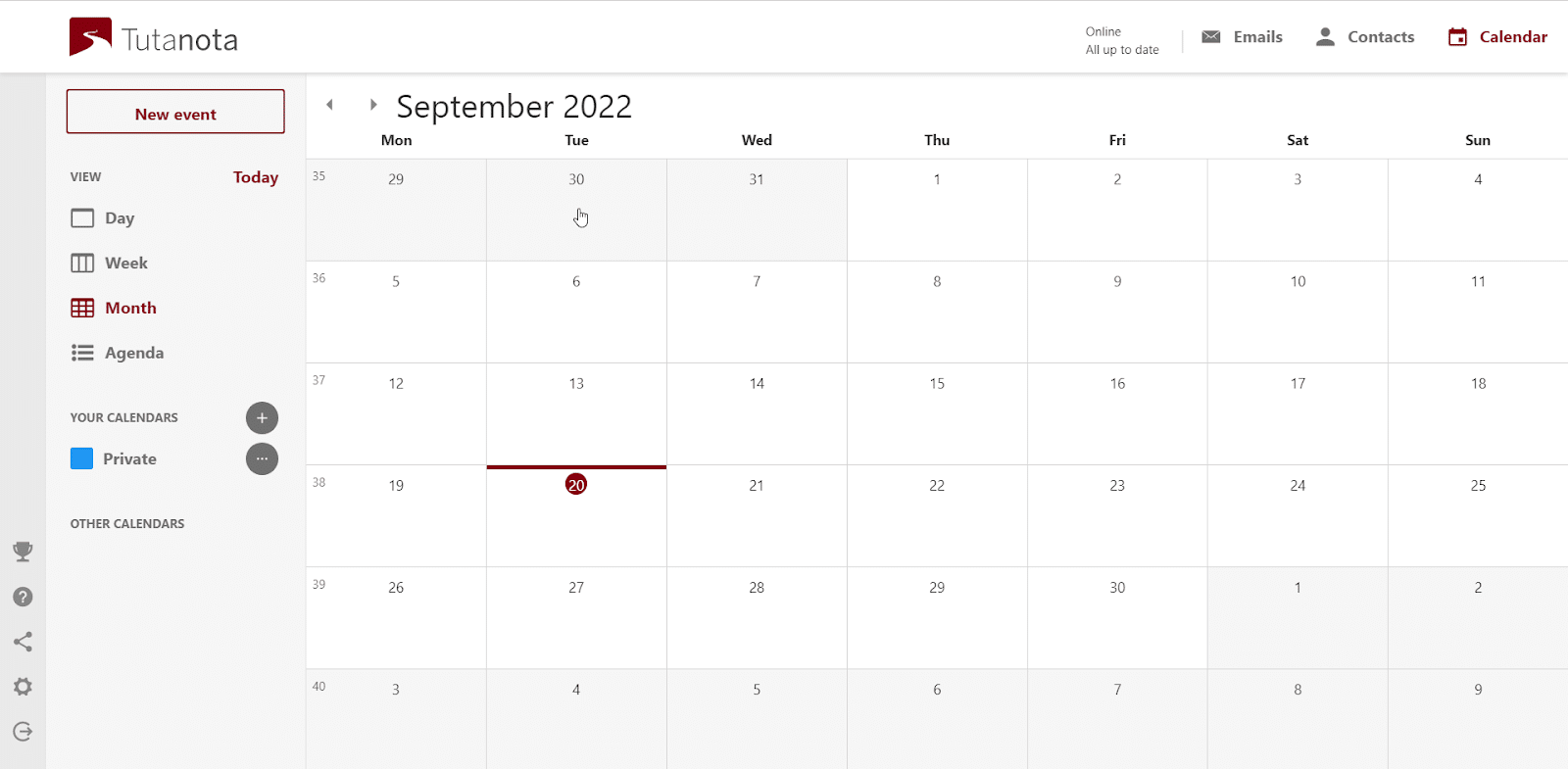 Tutanota's zero-knowledge calendar feature